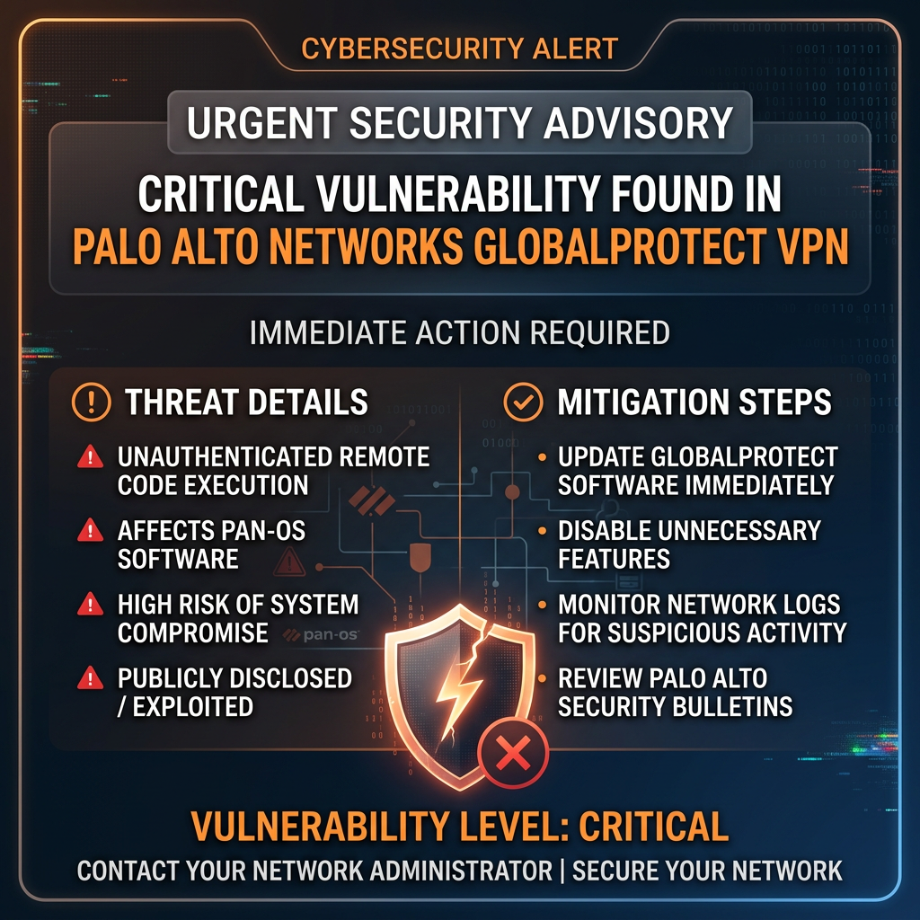 Palo Alto GlobalProtect VPN Vulnerability Actively Exploited, CISA Issues Warning